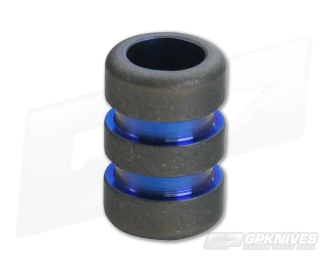 Ti Survival Titanium Lanyard Bead Grooved Stonewashed Blue Groove 3 Ti Survival Titanium Lanyard Bead Grooved Stonewashed Blue Groove