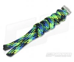 Chris Reeve Small Sebenza 21 Multicolored Knotted Lanyard Aquatic/Silver