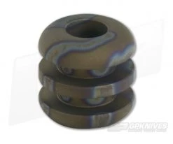 Ti Survival Titanium Lanyard Bead Three Ribbed Sandblasted Random Flame Anodized