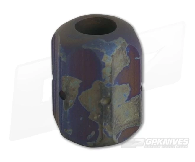 Ti Survival Titanium Lanyard Bead Hex XL Sandblasted Blue Smoke Anodized 3 Ti Survival Titanium Lanyard Bead Hex XL Sandblasted Blue Smoke Anodized