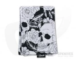 SwankHanks Black and White Skulls and Roses Cotton and Microsuede Hank