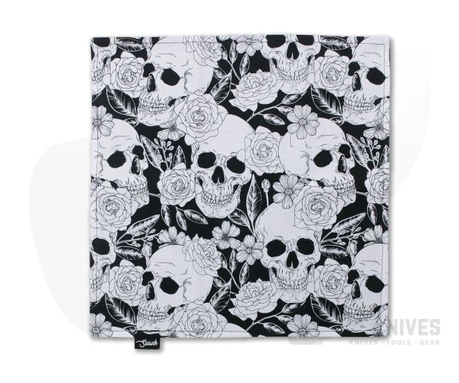 SwankHanks Black and White Skulls and Roses Cotton and Microsuede Hank 4 SwankHanks Black and White Skulls and Roses Cotton and Microsuede Hank - Image 2