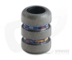 Ti Survival Titanium Lanyard Bead Grooved Stonewashed Blue Smoke Anodized