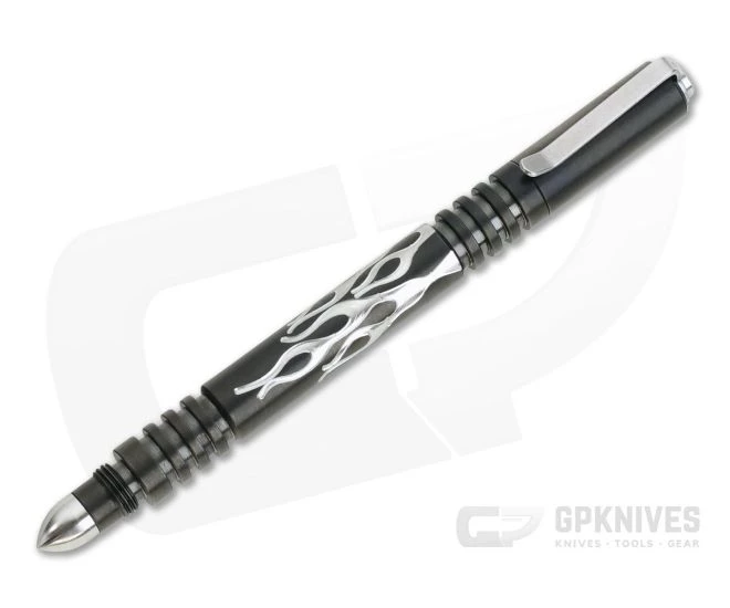 Hinderer Knives Investigator Pen Flames Stonewashed Black DLC Stainless Steel 0869 3 Hinderer Knives Investigator Pen Flames Stonewashed Black DLC Stainless Steel 0869