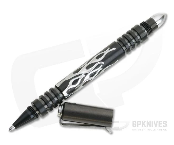 Hinderer Knives Investigator Pen Flames Stonewashed Black DLC Stainless Steel 0869 4 Hinderer Knives Investigator Pen Flames Stonewashed Black DLC Stainless Steel 0869 - Image 2