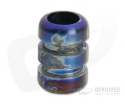 Ti Survival Grooved Titanium Lanyard Bead Blue Smoke Anodized 086