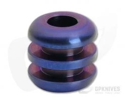Ti Survival Three Ribbed Titanium Lanyard Bead Blue Anodized Purple Grooves
