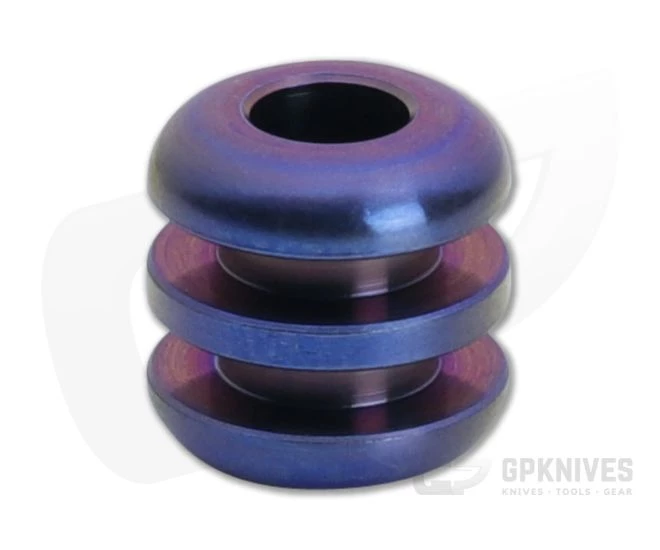 Ti Survival Three Ribbed Titanium Lanyard Bead Blue Anodized Purple Grooves 3 Ti Survival Three Ribbed Titanium Lanyard Bead Blue Anodized Purple Grooves