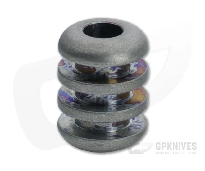 Ti Survival Four Ribbed Titanium Lanyard Bead Stonewashed Blue Smoke Grooves 3 Ti Survival Four Ribbed Titanium Lanyard Bead Stonewashed Blue Smoke Grooves