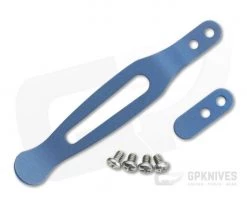 Hinderer Standard Pocket Clip and Filler Tab Set Titanium Battle Blue 1304