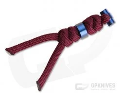 Chris Reeve Large Sebenza/Umnumzaan Lanyard Burgundy with Blue Bead