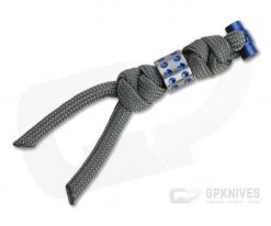 Chris Reeve Large Sebenza/Umnumzaan Lanyard Charcoal with Blue Dot Bead