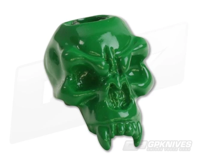 Schmuckatelli Fang Skull Bead Green Powder Coat Pewter 3 Schmuckatelli Fang Skull Bead Green Powder Coat Pewter
