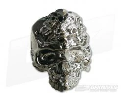 Schmuckatelli Mind Skull Bead Split Finish Hematite/Rhodium Plated Pewter