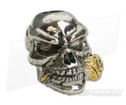 Schmuckatelli Rose Skull Bead 2-Tone Rhodium & Gold Pewter