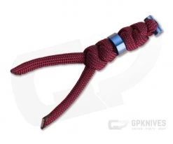 Chris Reeve Small Sebenza 31 Lanyard Burgundy with Blue Bead
